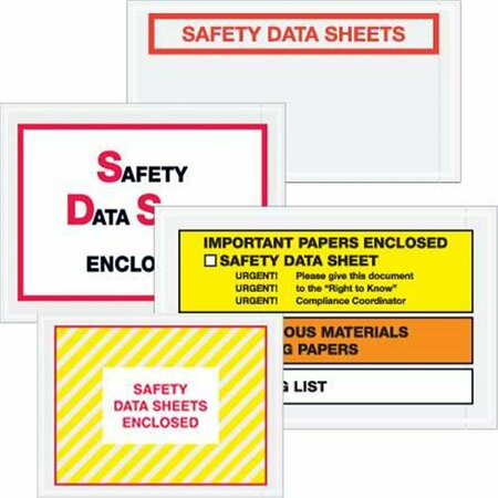 BONDAD 6 .5 x 5 in. 2 Mil Poly Printed Clear Safety Data Sheet Enclosed SDS Envelopes BO3358989